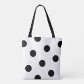大きな黒の水玉模様パターンカスタム – 白の色 トートバッグ (裏面)