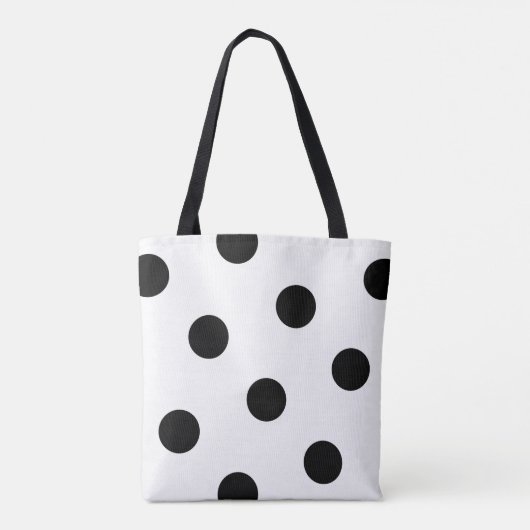 大きな黒の水玉模様パターンカスタム – 白の色 トートバッグ (裏面)