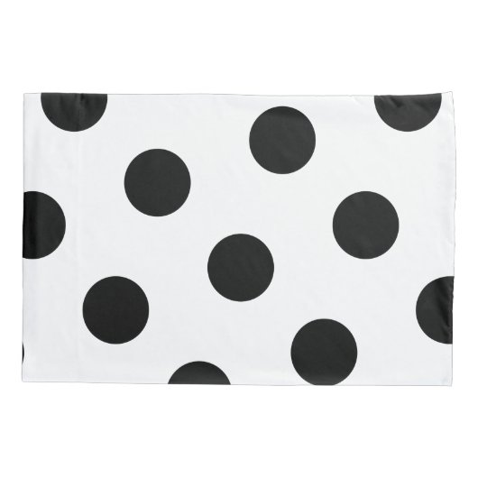 大きな黒の水玉模様パターンカスタム – 白の色 枕カバー (裏面)