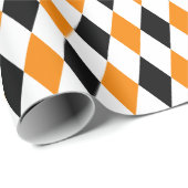 大きな黒、オレンジ、白のハーレクイン ラッピングペーパー (ロールコーナー)