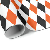 大きな黒、明るいオレンジと白のハーレクイン ラッピングペーパー (ロールコーナー)