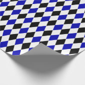 大きな黒、青王室のと白のハーレクイン ラッピングペーパー (角)