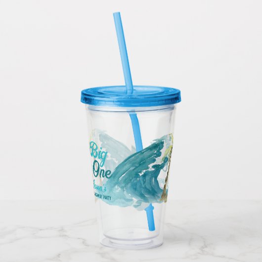 大きな1つの誕生日パーティギフトサーフィンビーチ アクリルタンブラー (左)