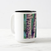 大きな2トーンのマグカップの抽象芸術樺の木木 ツートーンマグカップ (正面左)