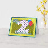 大きな2歳の誕生日と幸せな2歳の誕生日バルーン カード (黄色い花)