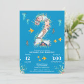 大きな2番目の写真コラージュ　海の下の誕生日 招待状 (スタンド正面)