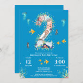 大きな2番目の写真コラージュ　海の下の誕生日 招待状 (正面/裏面)