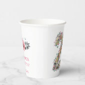 大きな21歳の誕生日ピンクの花フォトコラージホワイト 紙コップ (右)