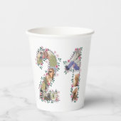 大きな21歳の誕生日ピンクの花フォトコラージホワイト 紙コップ (正面)