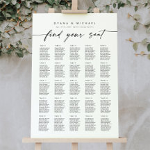 大きな25台のテーブルがあなたの席の座席表を見つける