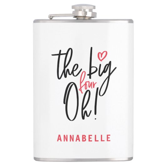 大きな4つのオー!40歳の誕生日パーティー フラスク (正面)