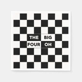 大きな4つのOh白黒パター市松模様にン スタンダードカクテルナプキン