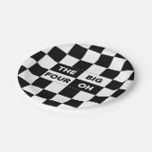 大きな4つのOh白黒パター市松模様にン ペーパープレート (アングル)