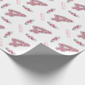 大きな4歳の誕生日の緑の葉少女ピンクの花 ラッピングペーパー (角)
