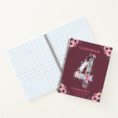 大きな4歳の誕生日ガール写真ピンクの花のゲストブック ノートブック (内部)