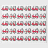 大きな40、誕生日、グレー、黒の赤い文字。 ラッピングペーパー (フラット)