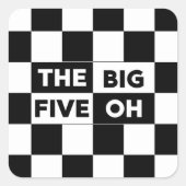 大きな5つのOh白黒パター市松模様にン スクエアシール (正面)
