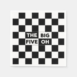 大きな5つのOh白黒パター市松模様にン スタンダードカクテルナプキン