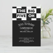 大きな5つのOh白黒パター市松模様にン 招待状 (スタンド正面)