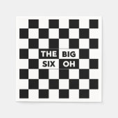 大きな6つのOh白黒パター市松模様にン スタンダードカクテルナプキン (正面)