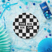 大きな6つのOh白黒パター市松模様にン ペーパープレート (パーティー)