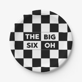 大きな6つのOh白黒パター市松模様にン ペーパープレート