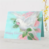 大きな「ハッピーイースター」ダヴをパーソナライズ カード (黄色い花)