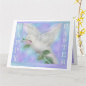 大きな「ローズの付いた鳩」イースターをパーソナライズ カード (黄色い花)