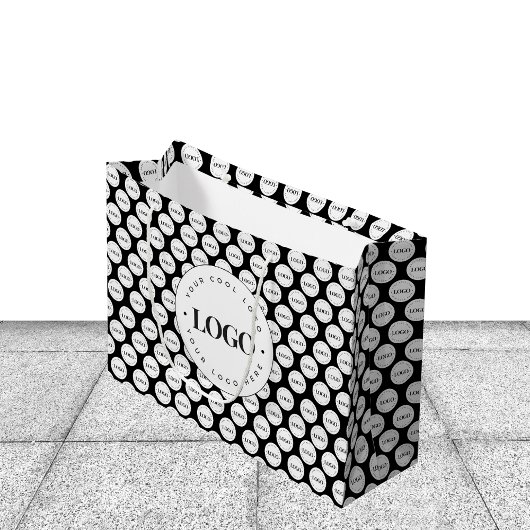 大きな＆小さな会社のカスタムビジネスロゴパターンL ラージペーパーバッグ