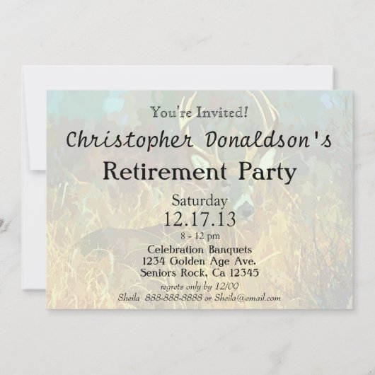 大きな〔雄ジカの〕枝角を持つ鹿芸術退職 招待状 (裏面)