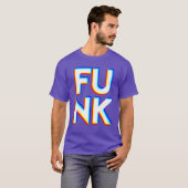 大きなCMYKの太字で書かれたファンクビート ビーハー  旧車 Tシャツ (正面フル)
