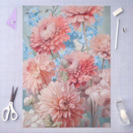大きなEtherealピンクと青の花の切り離し 薄葉紙