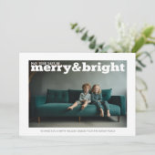 大きなMerry & Bright - ボタニカルな背景の写真 シーズンカード (スタンド正面)