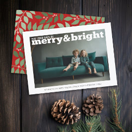 大きなMerry & Bright - ボタニカルな背景の写真 シーズンカード