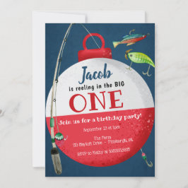 大きなONEでリール魚釣り第1誕生日 招待状