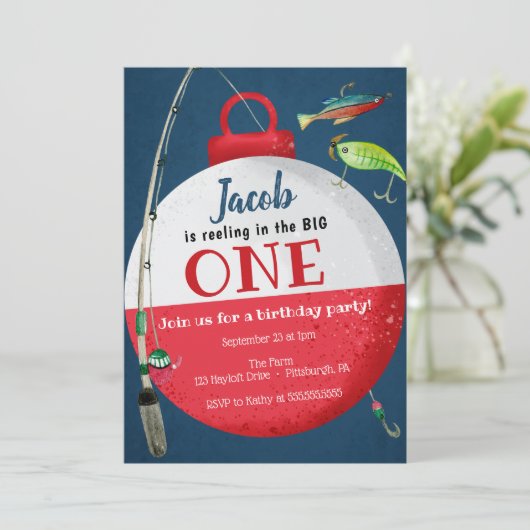 大きなONEでリール魚釣り第1誕生日 招待状 (スタンド正面)