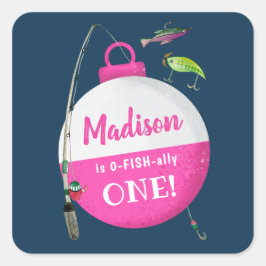 大きなONE魚釣り誕生日 スクエアシール