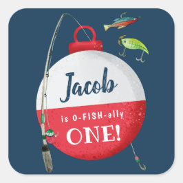 大きなONE魚釣り誕生日 スクエアシール