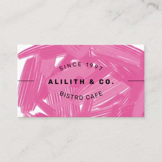 大きはっきりしたなブラシストロークピンクのパワー 名刺 (正面)