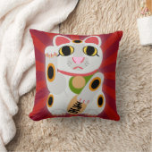 大きはっきりしたなラッキーな猫のシンボル クッション (ブランケット)