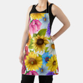大きはっきりしたな植物カラフルの花 エプロン (インサイチュ)