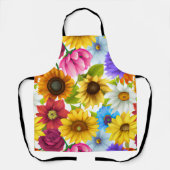 大きはっきりしたな植物カラフルの花 エプロン (正面)