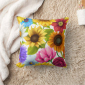 大きはっきりしたな植物カラフルの花 クッション (ブランケット)