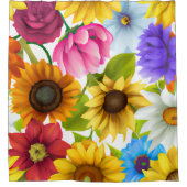 大きはっきりしたな植物カラフルの花 シャワーカーテン (正面)