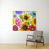 大きはっきりしたな植物カラフルの花 タペストリー (インサイチュ(横))