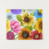 大きはっきりしたな植物カラフルの花 タペストリー (正面(横))