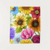 大きはっきりしたな植物カラフルの花 タペストリー (正面)