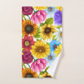 大きはっきりしたな植物カラフルの花 バスタオルセット (ハンドタオル)