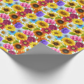 大きはっきりしたな植物カラフルの花 ラッピングペーパー (角)