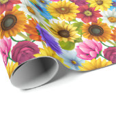 大きはっきりしたな植物カラフルの花 ラッピングペーパー (ロールコーナー)